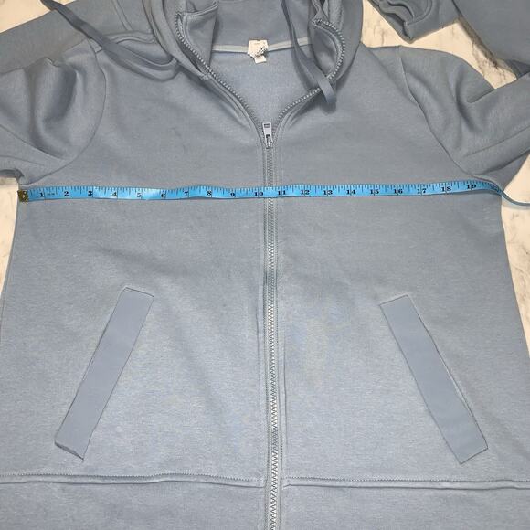 90 Degree By Reflex Blue Hoodie Sweater Jacket Women Zipper Pocket Size M - Picture 4 of 9